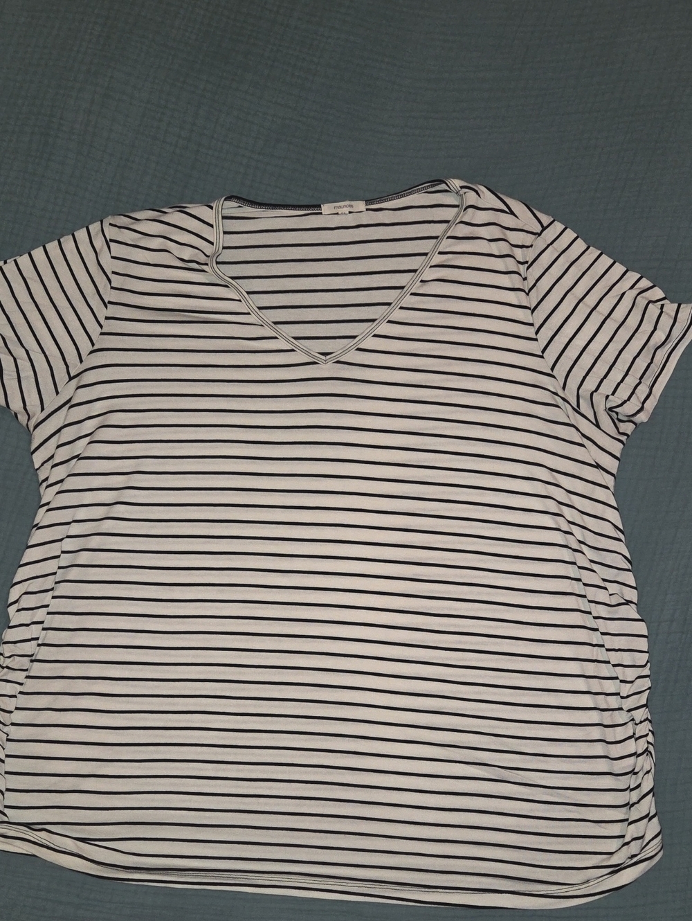 Striped V-Neck Women's Maternity Top - White & Black